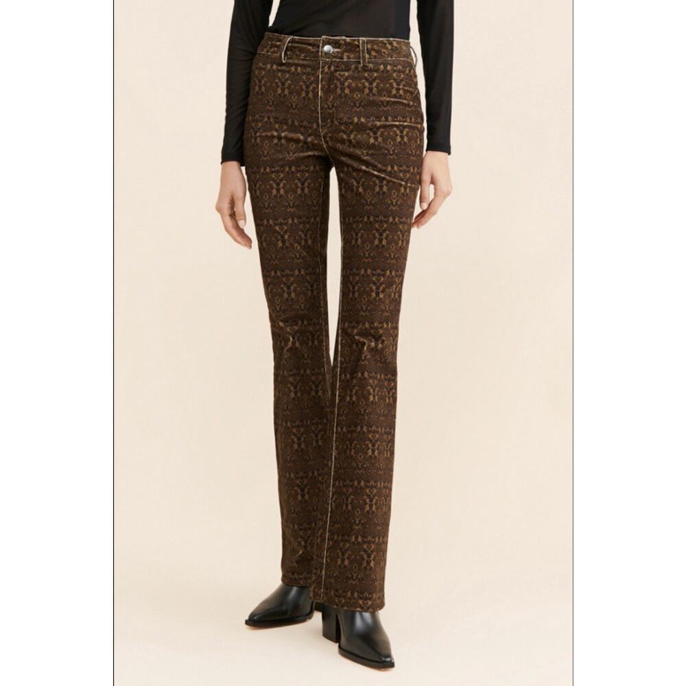 DRIFTWOOD Free People Burnt Printed Velvet Bootcut Jeans $158 Brown‎ 29 32
